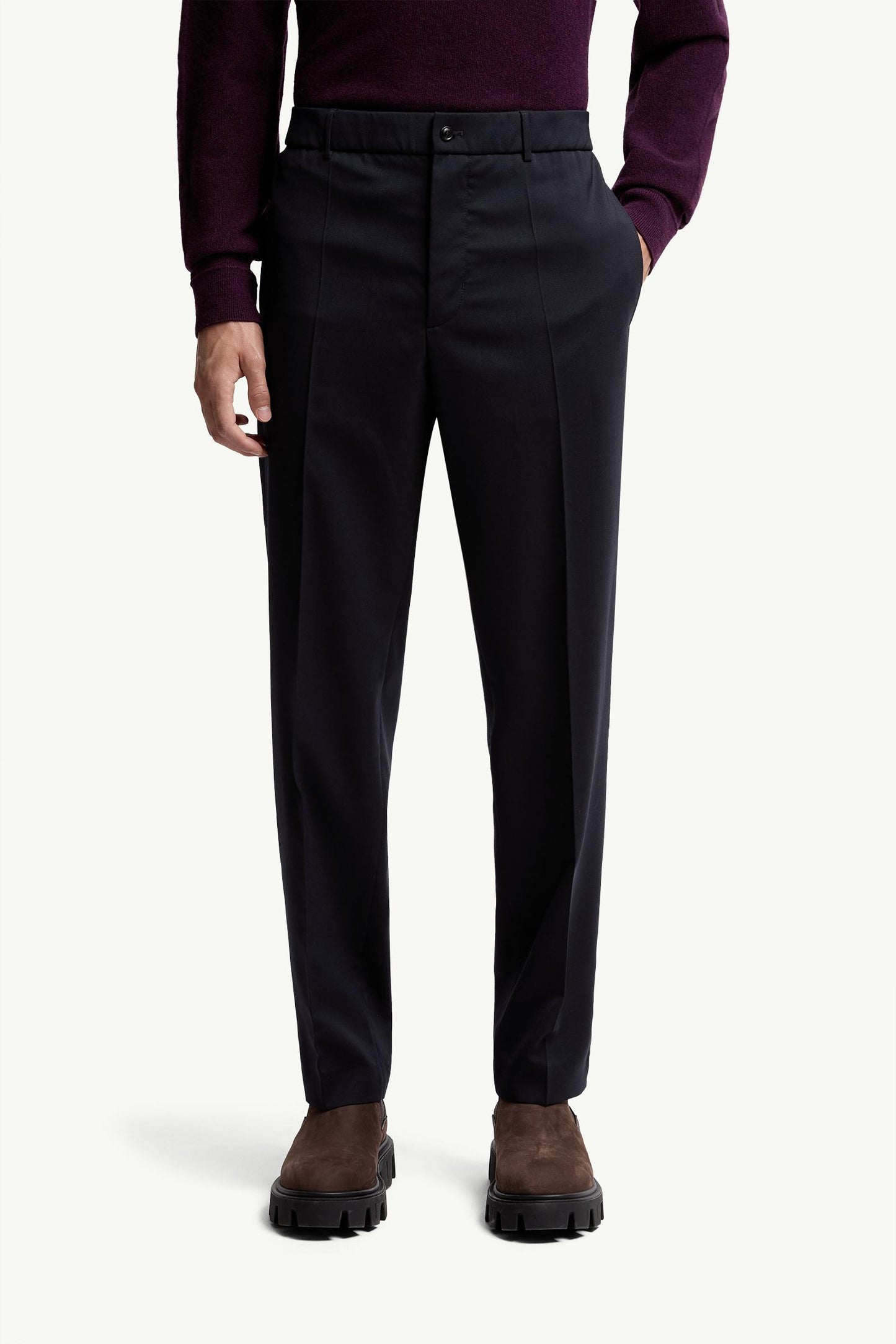 Wool Blend Gabardine Tailored Trousers