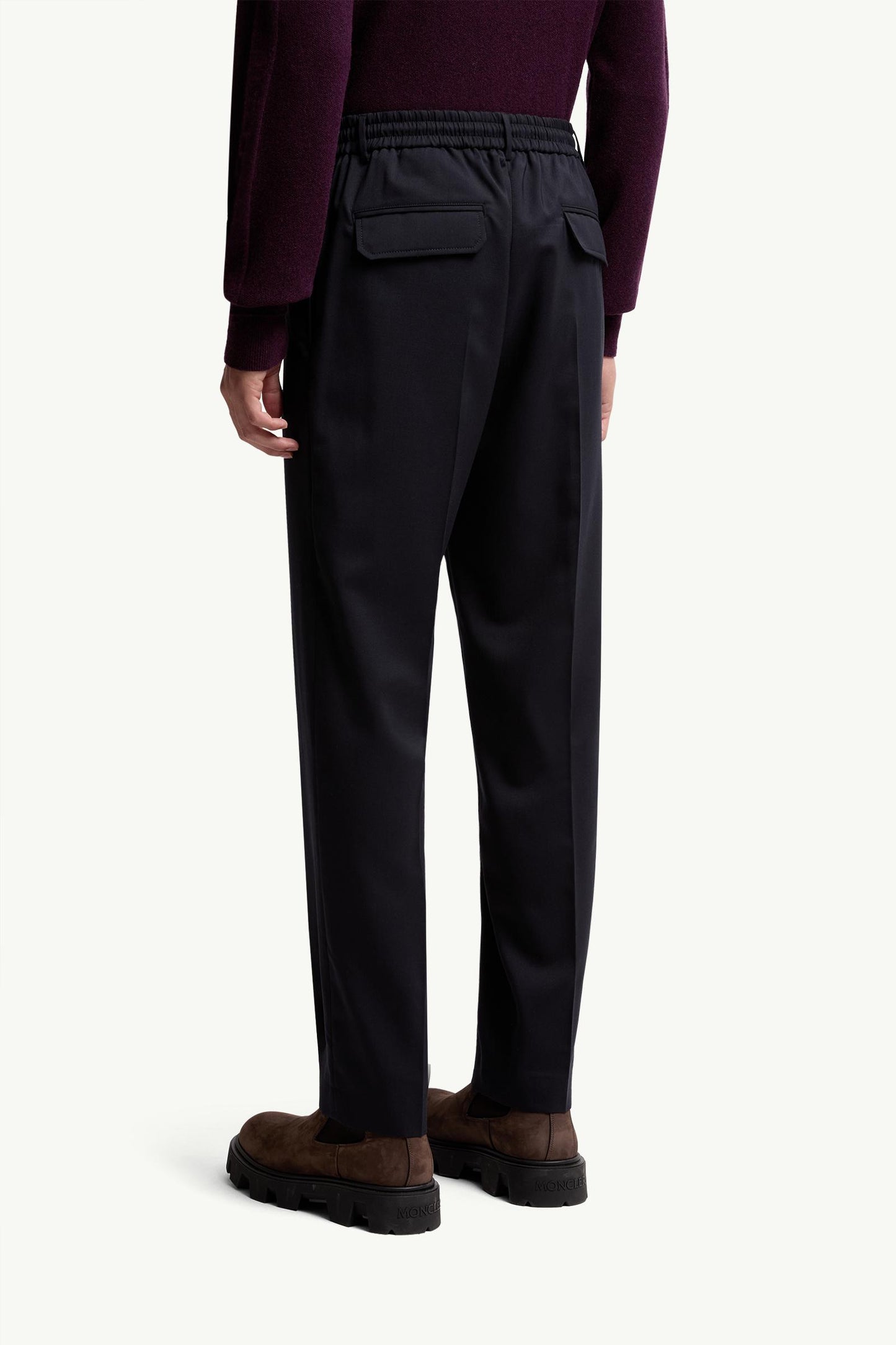 Wool Blend Gabardine Tailored Trousers