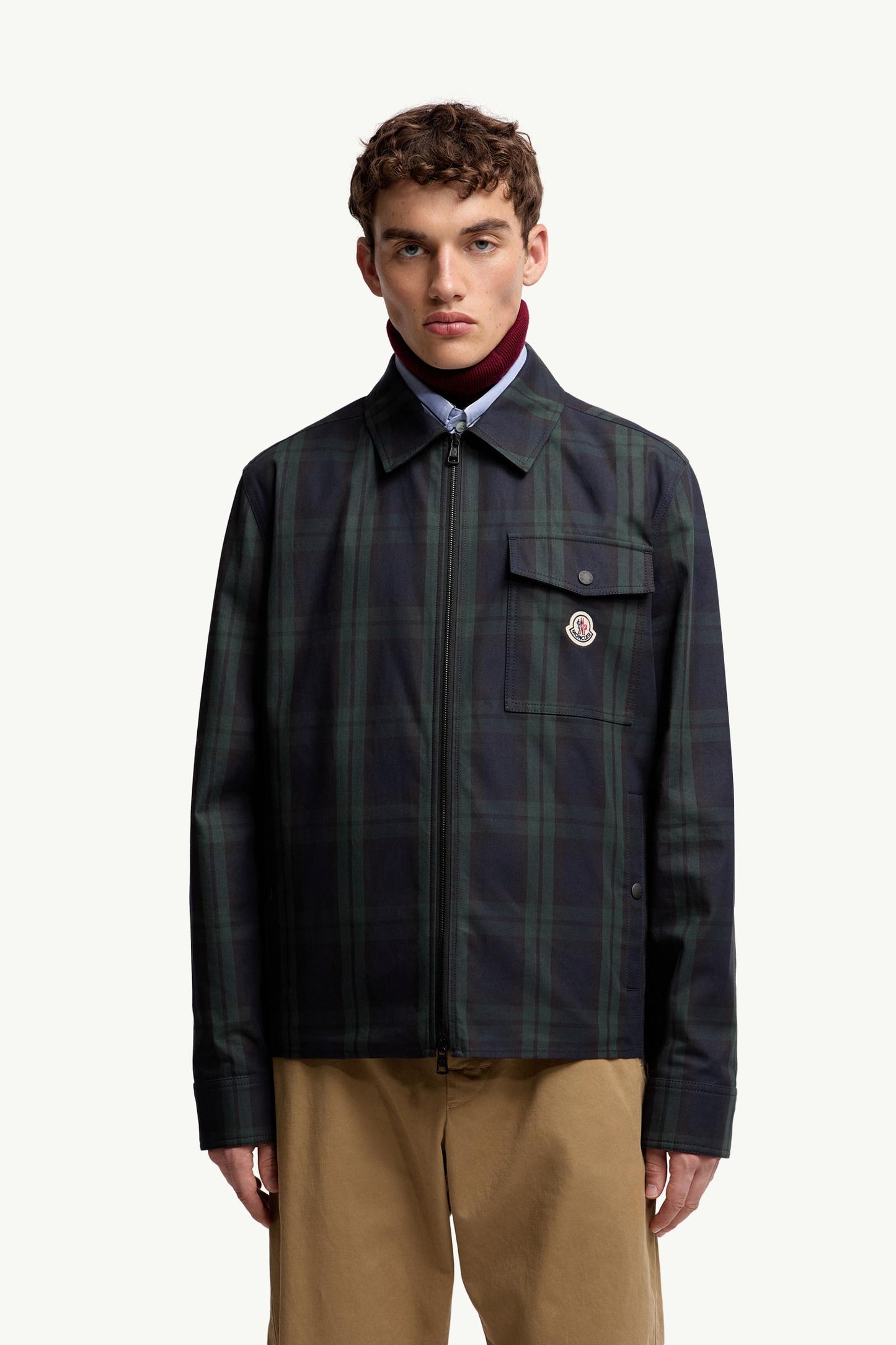 Checked Cotton Gabardine Long Sleeve Shirt