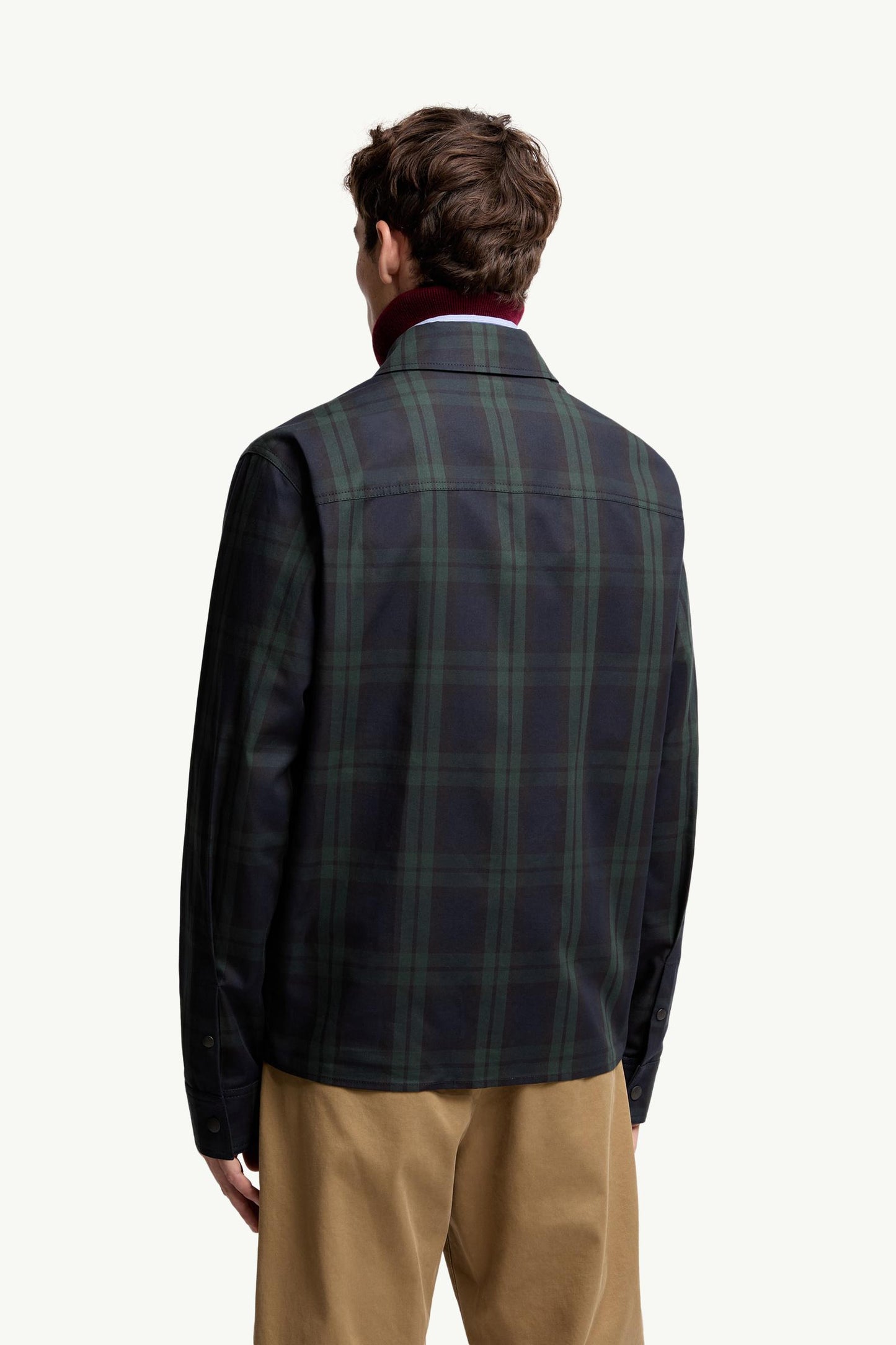 Checked Cotton Gabardine Long Sleeve Shirt