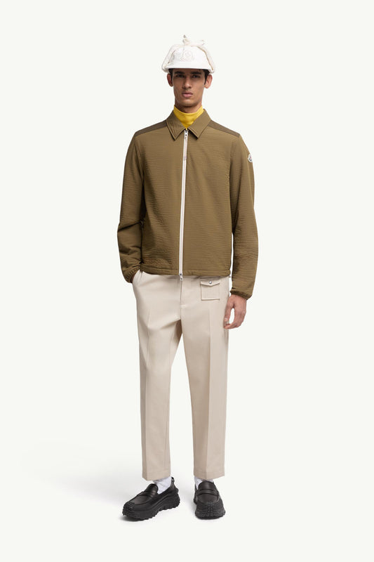 Padded Seersucker Zip-Up Shirt