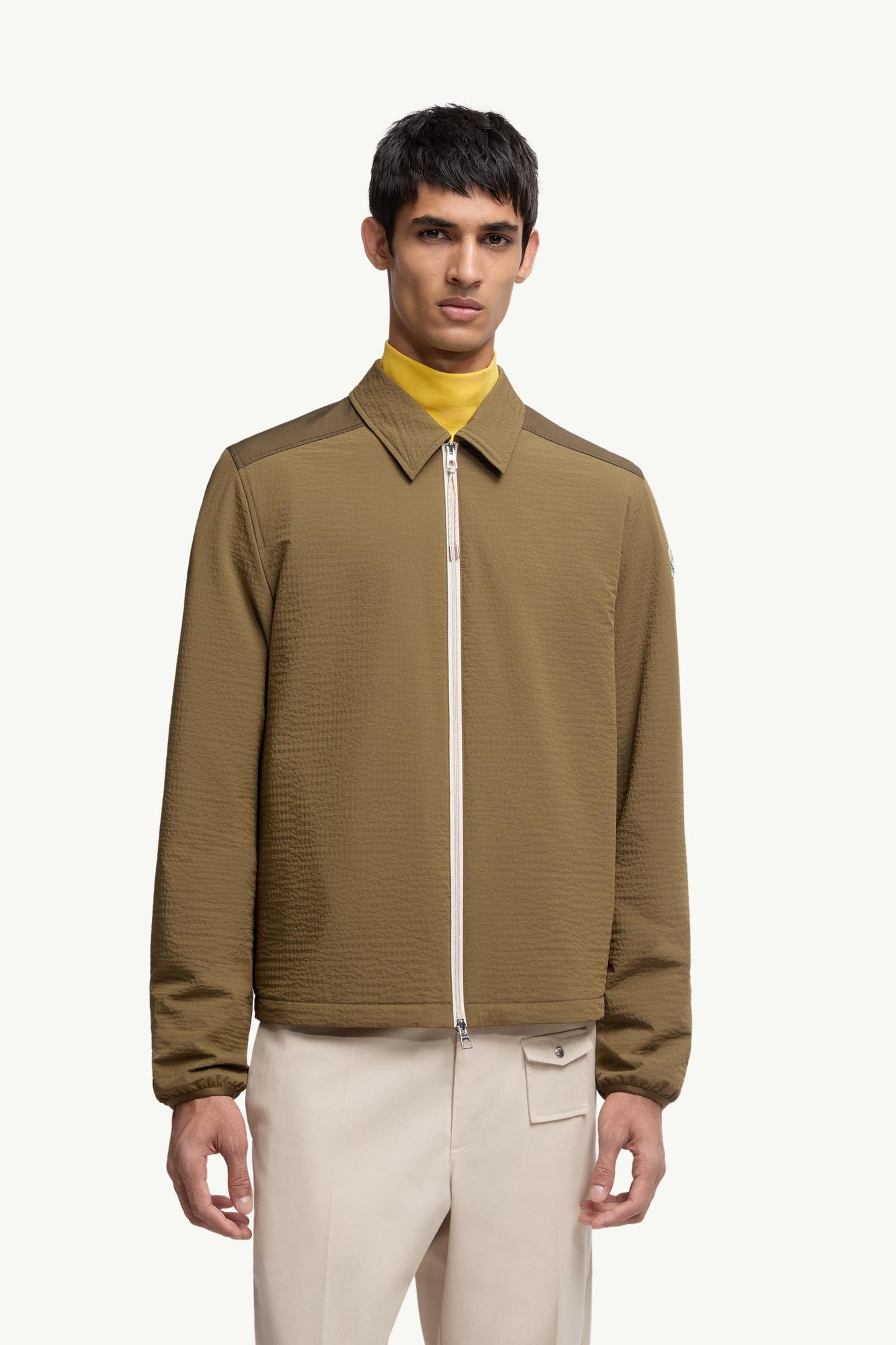 Padded Seersucker Zip-Up Shirt