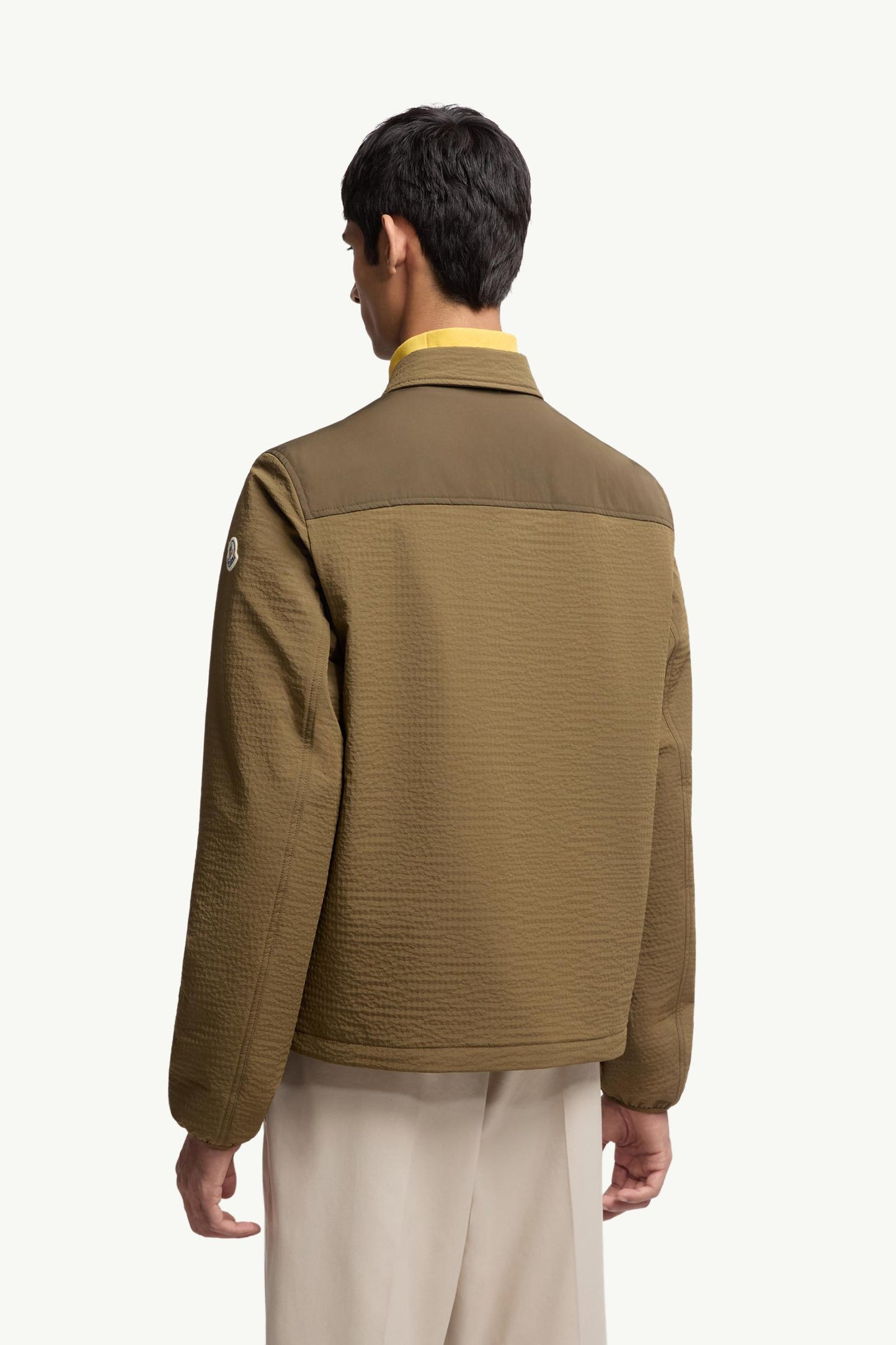 Padded Seersucker Zip-Up Shirt