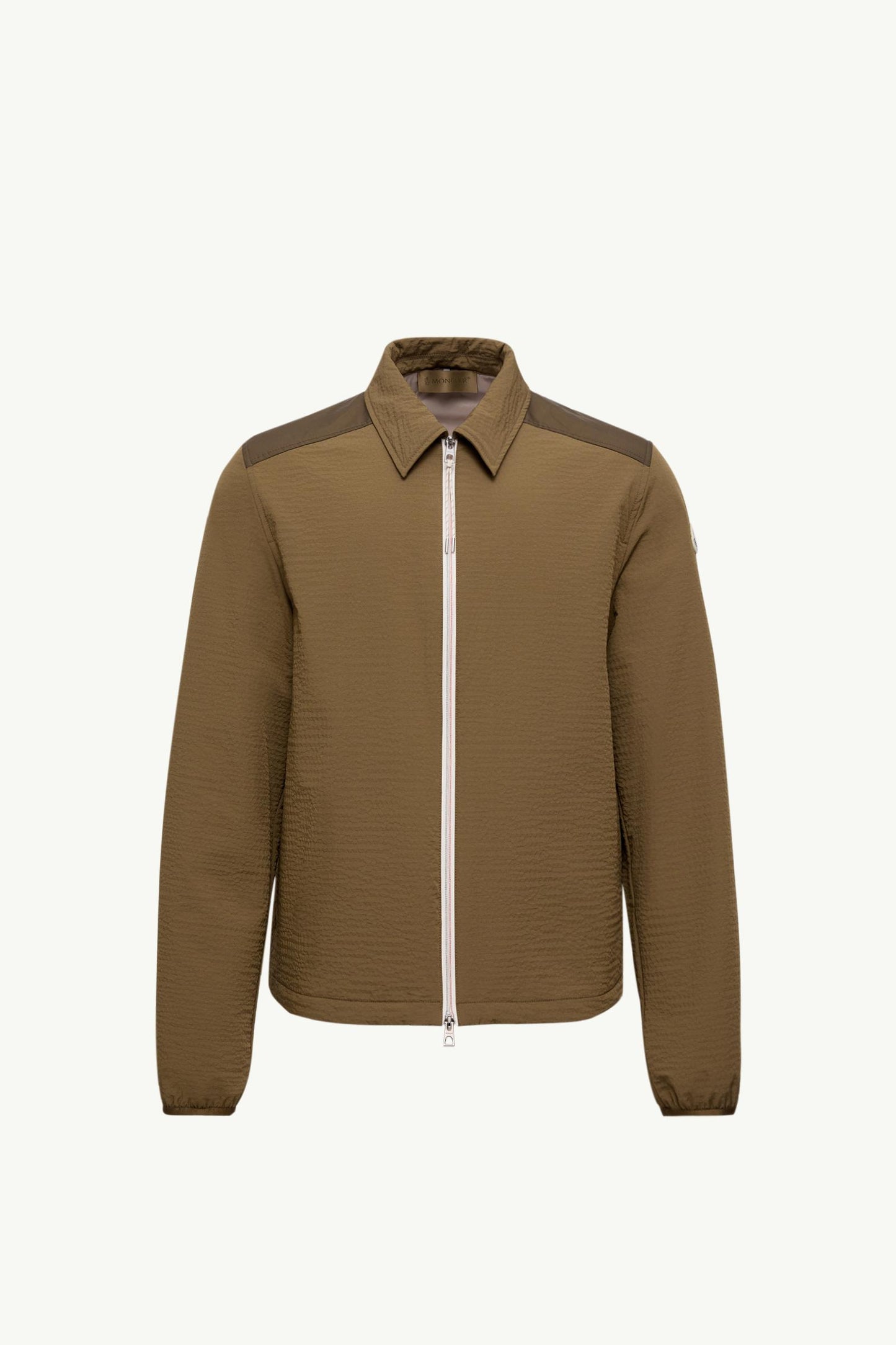 Padded Seersucker Zip-Up Shirt