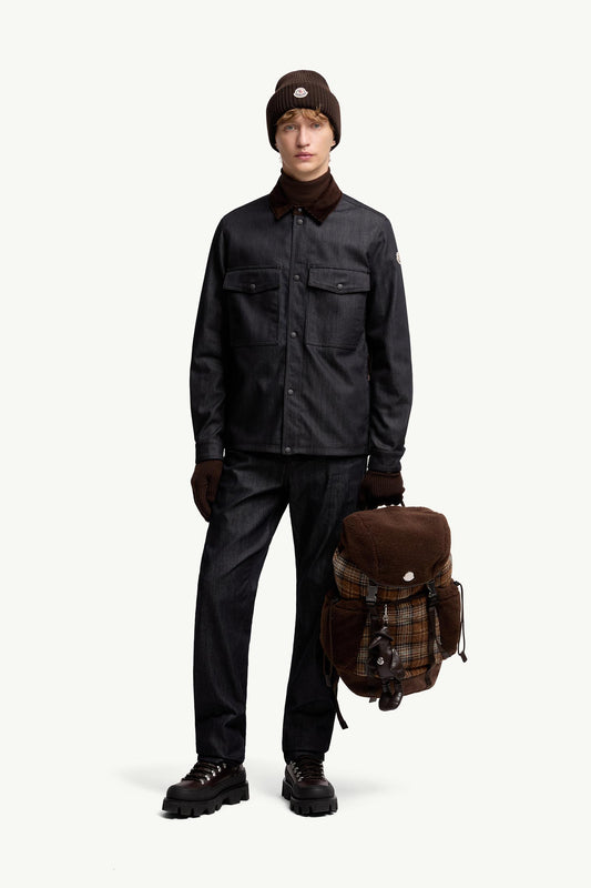 Denim Corduroy-Trimmed Shirt Jacket