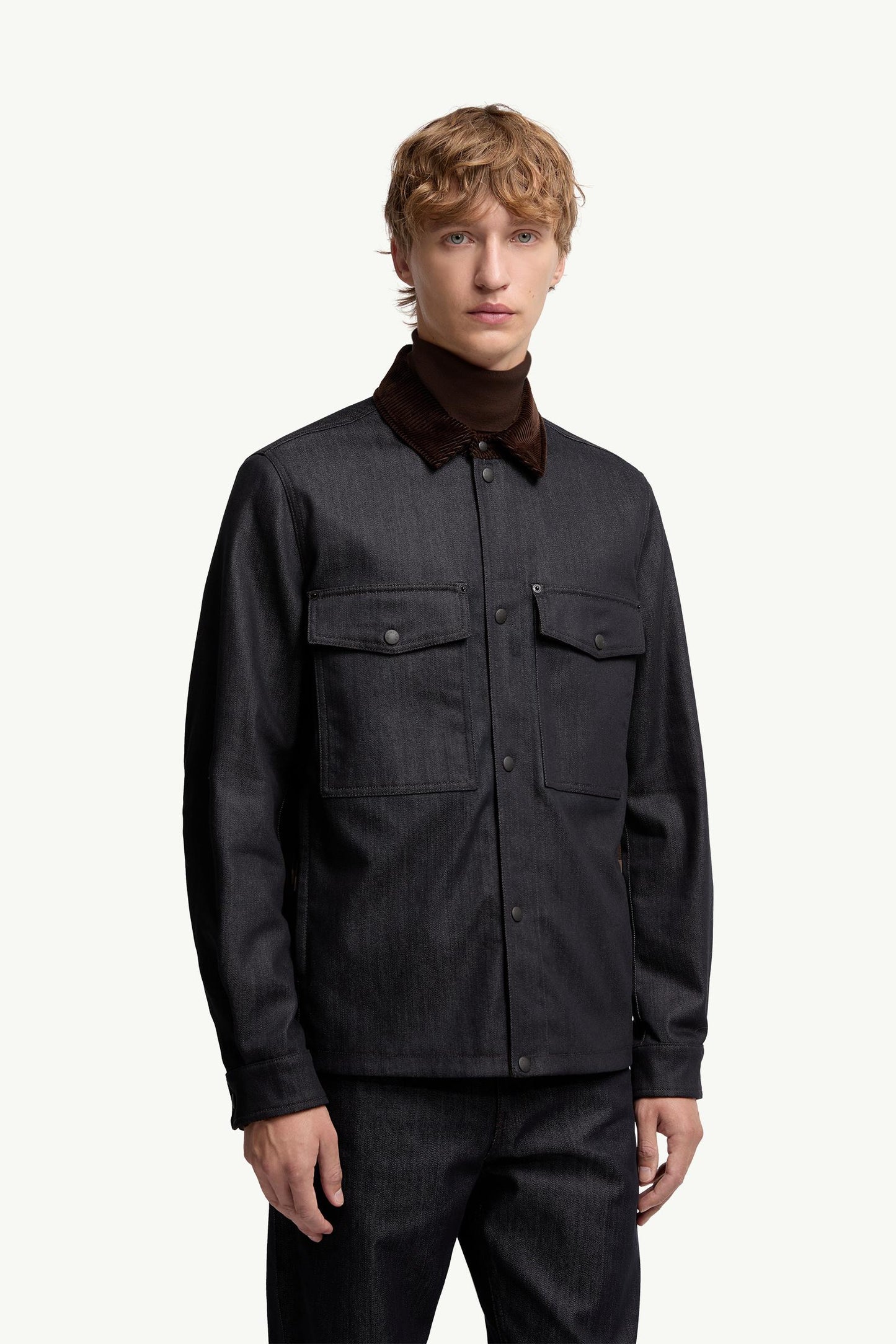 Denim Corduroy-Trimmed Shirt Jacket