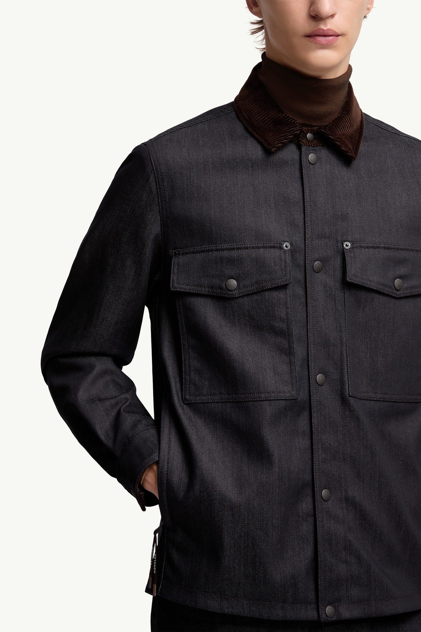 Denim Corduroy-Trimmed Shirt Jacket