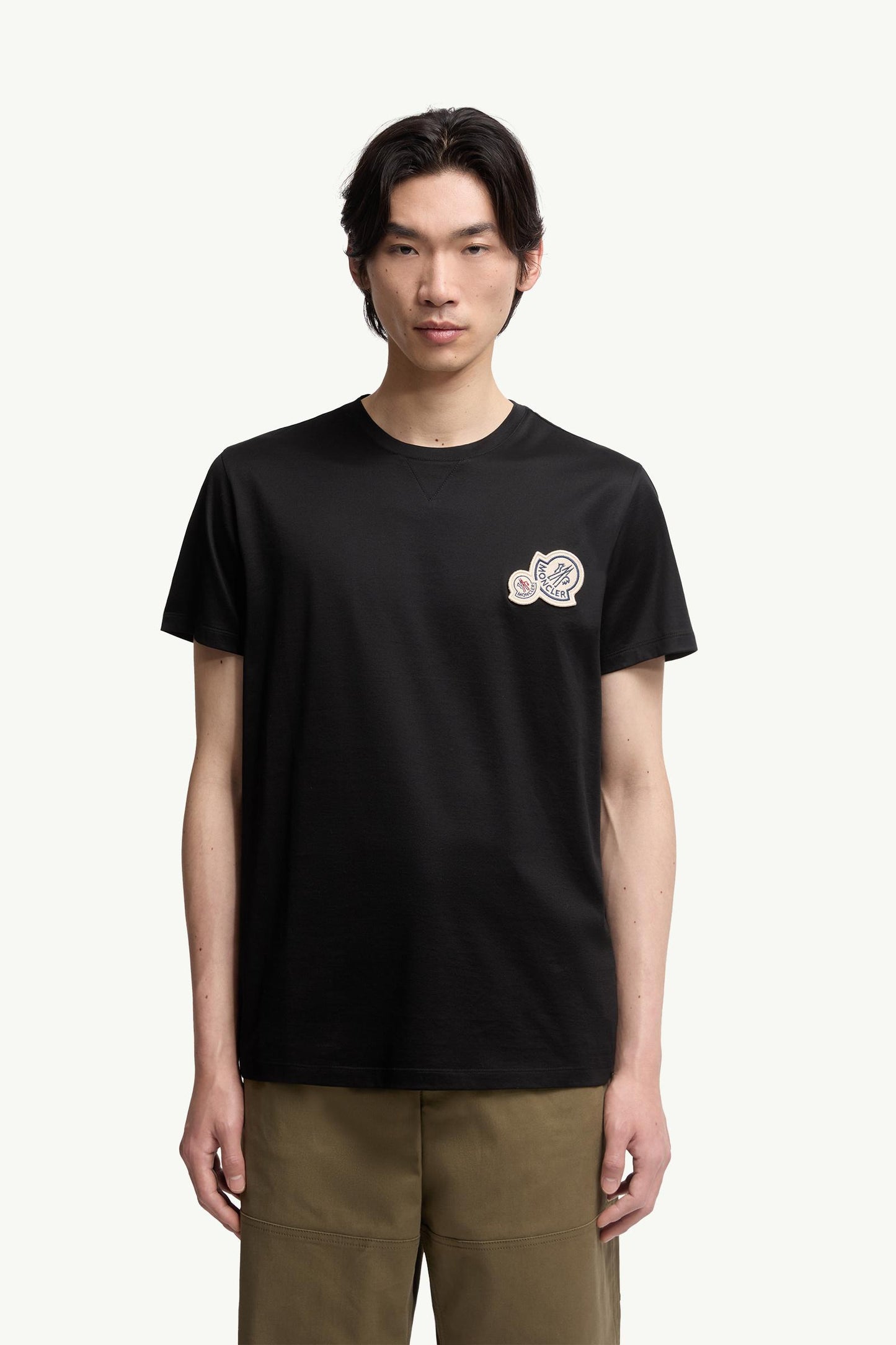 Double Logo Patch Cotton T-Shirt