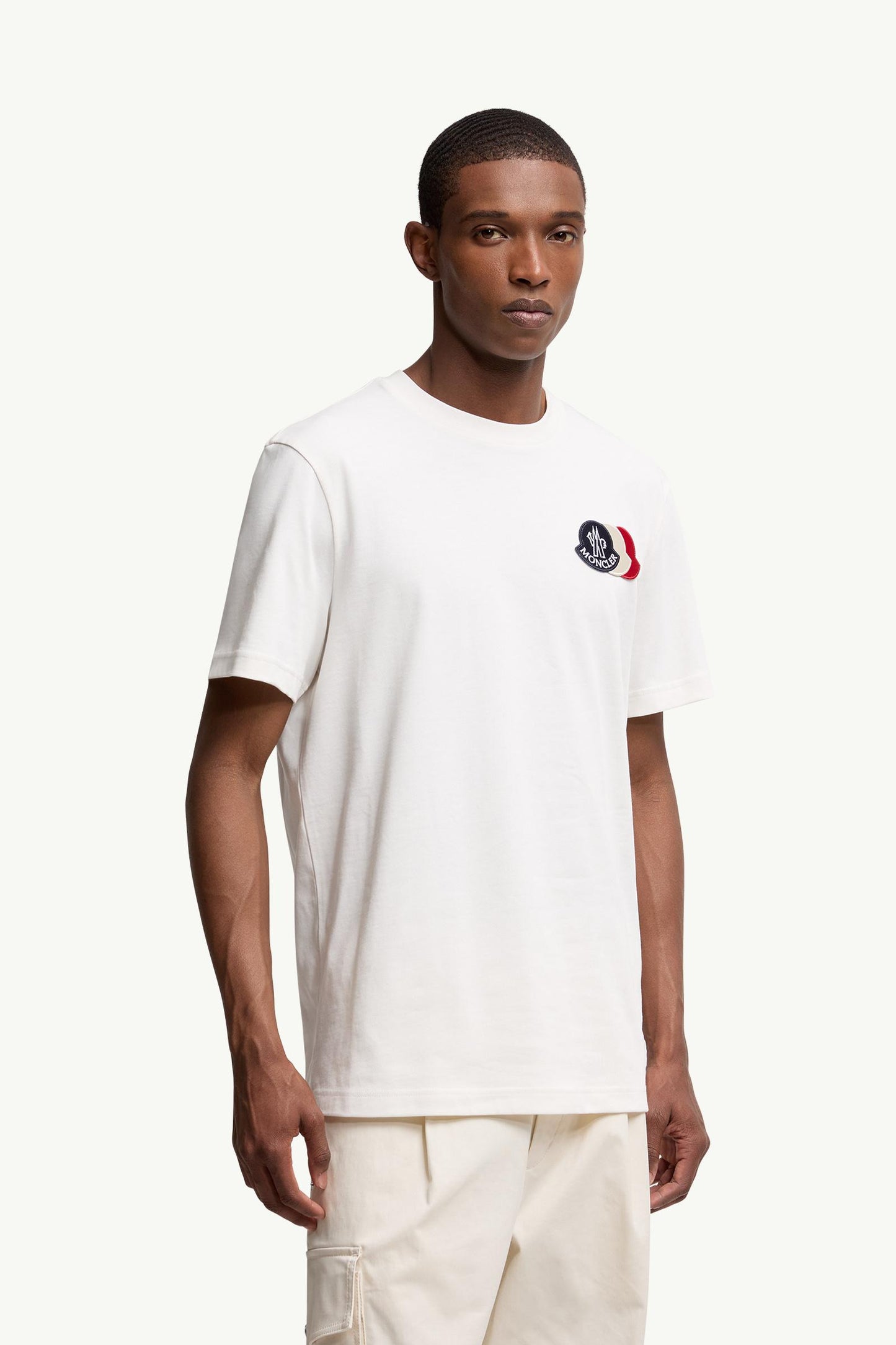 Embroidered Tricolour Logo Cotton T-Shirt