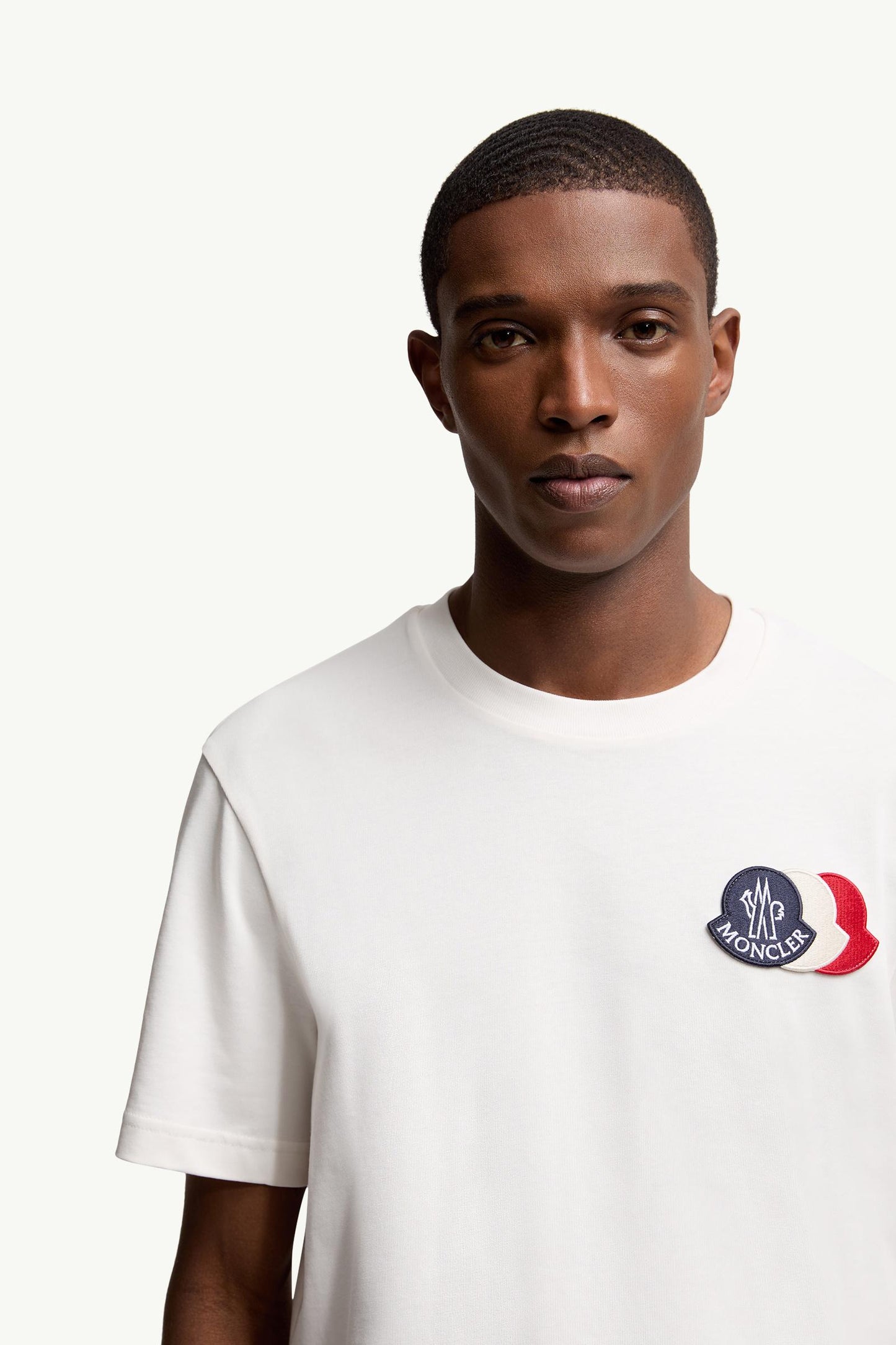 Embroidered Tricolour Logo Cotton T-Shirt