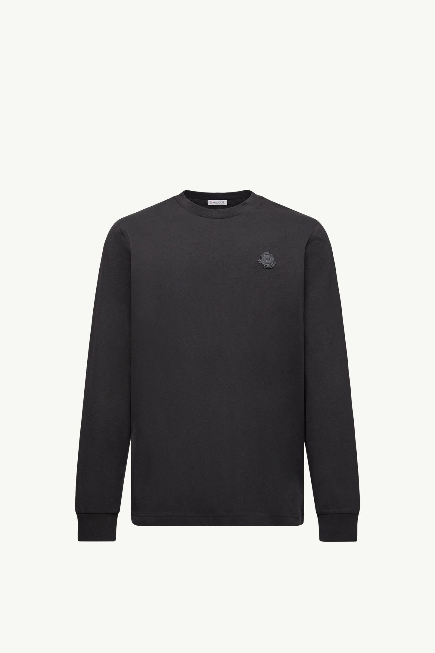 Leather Logo Long Sleeve Cotton T-Shirt