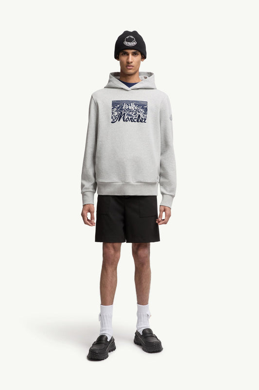 Embroidered Mountain Logo Cotton Hoodie