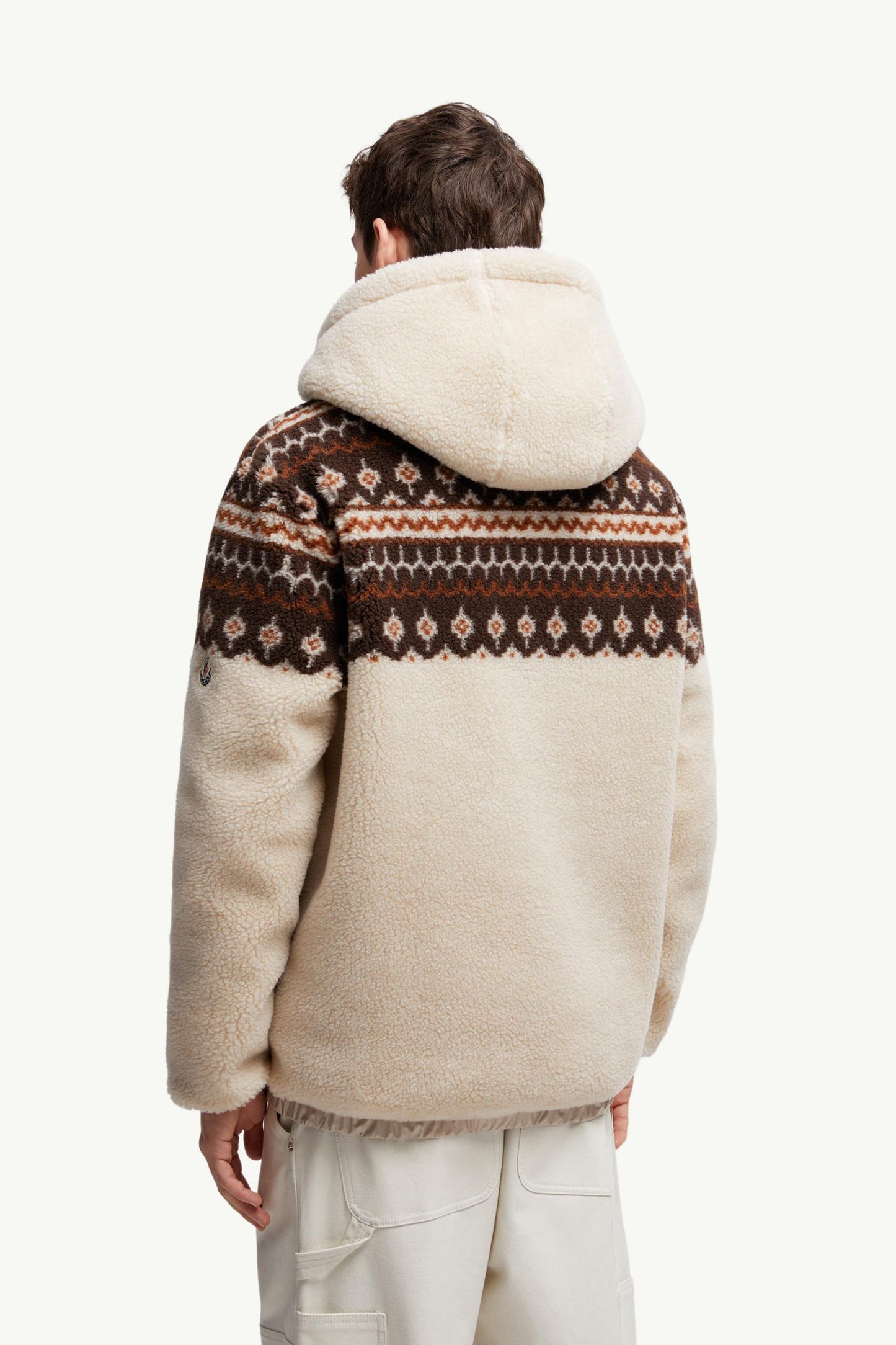 Geometric Jacquard Wool Blend Hoodie