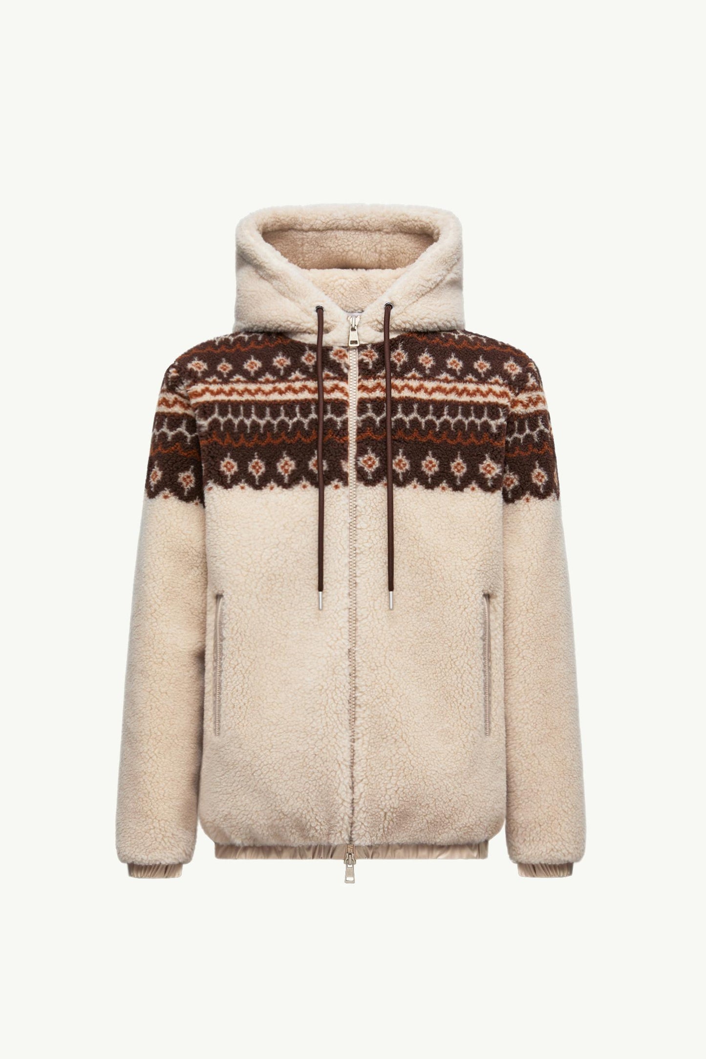 Geometric Jacquard Wool Blend Hoodie