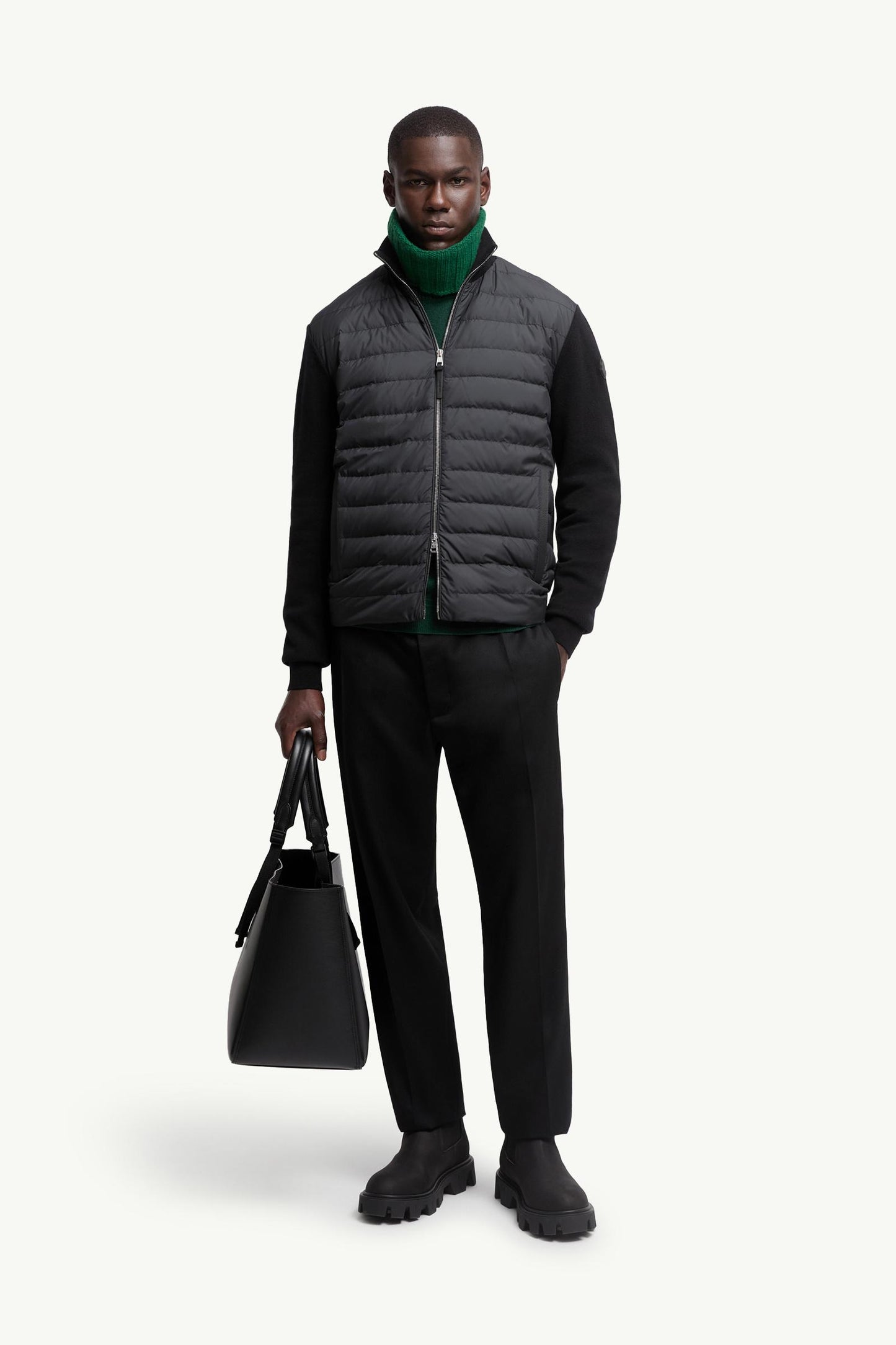 Padded Wool & Cashmere Zip-Up Cardigan