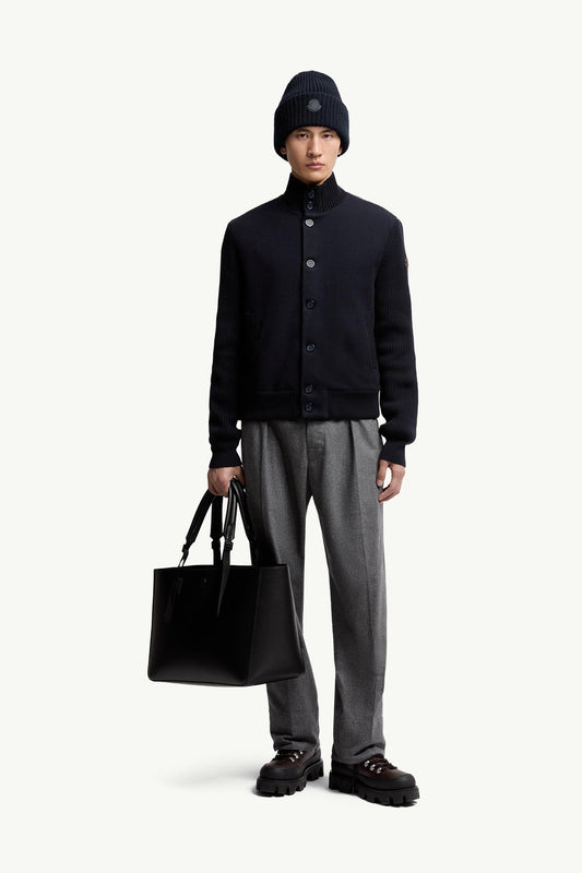 Padded Wool Zip-up Cardigan