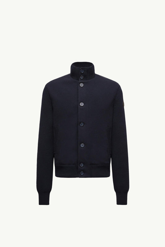 Padded Wool Zip-up Cardigan