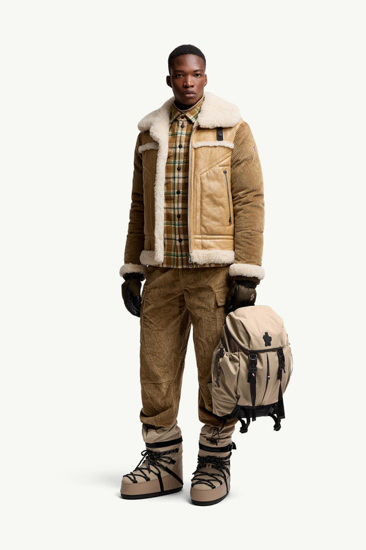 Argens Leather & Shearling Short Down Jacket