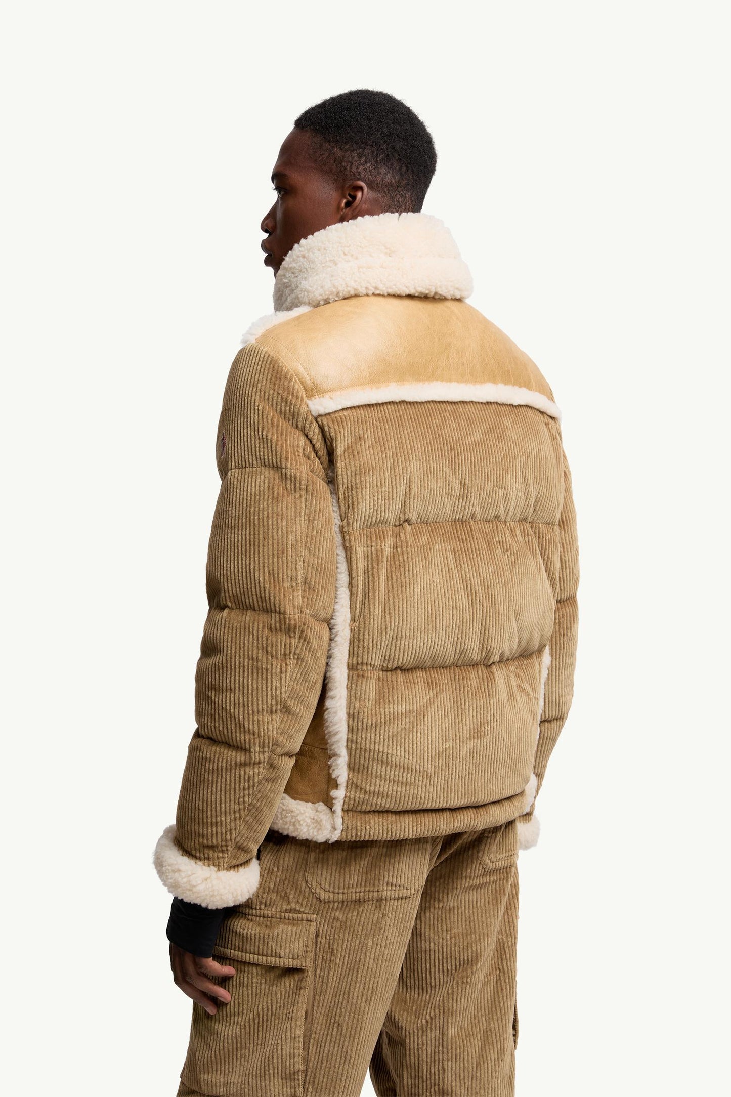 Argens Leather & Shearling Short Down Jacket
