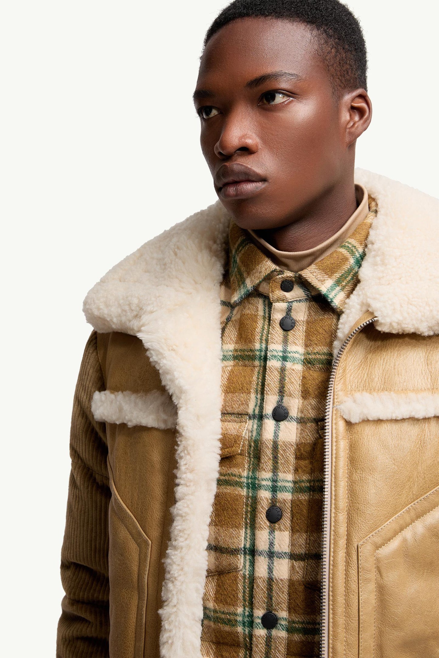 Argens Leather & Shearling Short Down Jacket