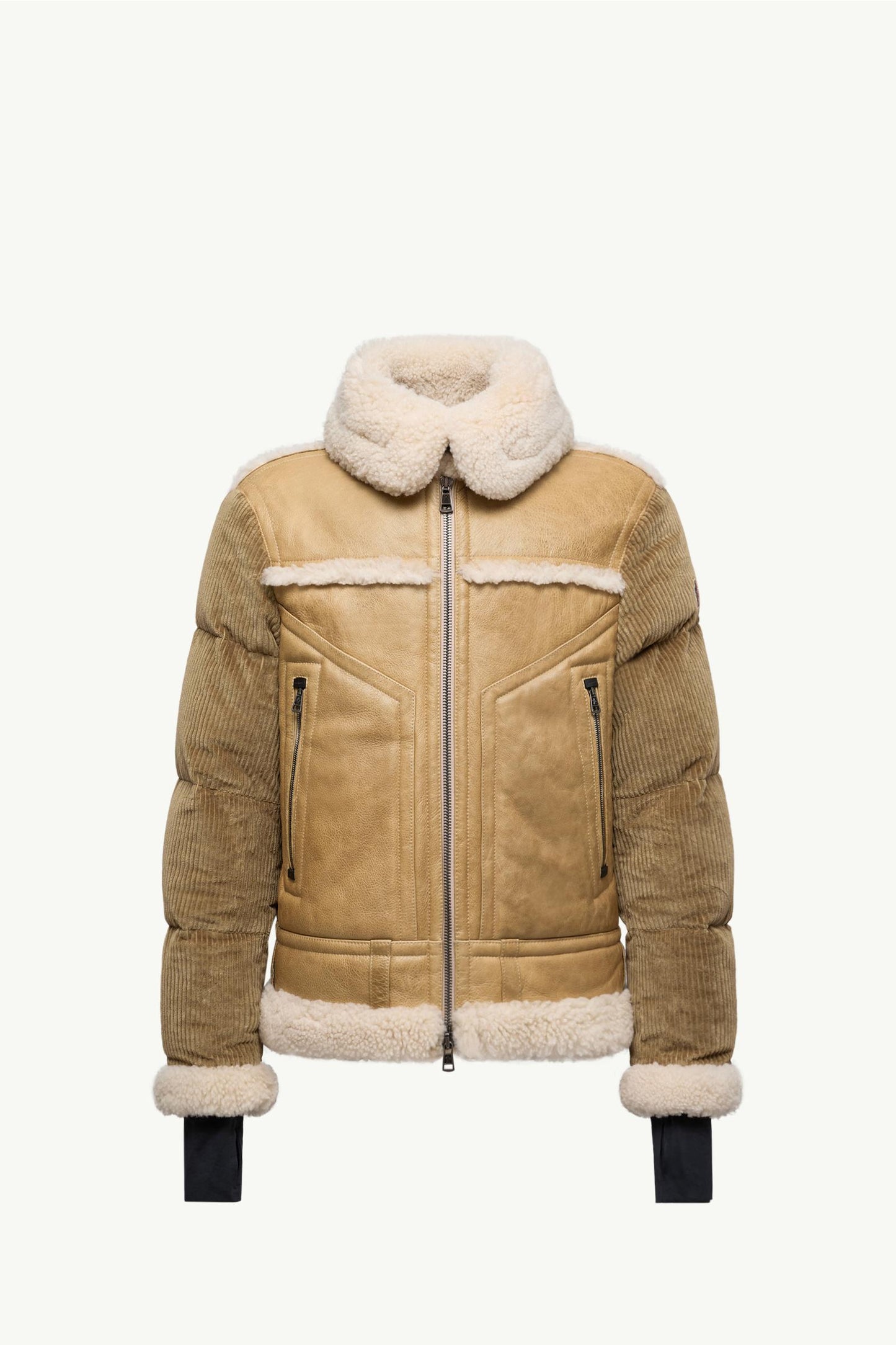 Argens Leather & Shearling Short Down Jacket