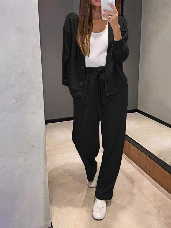 Women's Buttoned Jacket and Pants Two-piece Set (Buy 2 Free Shipping)