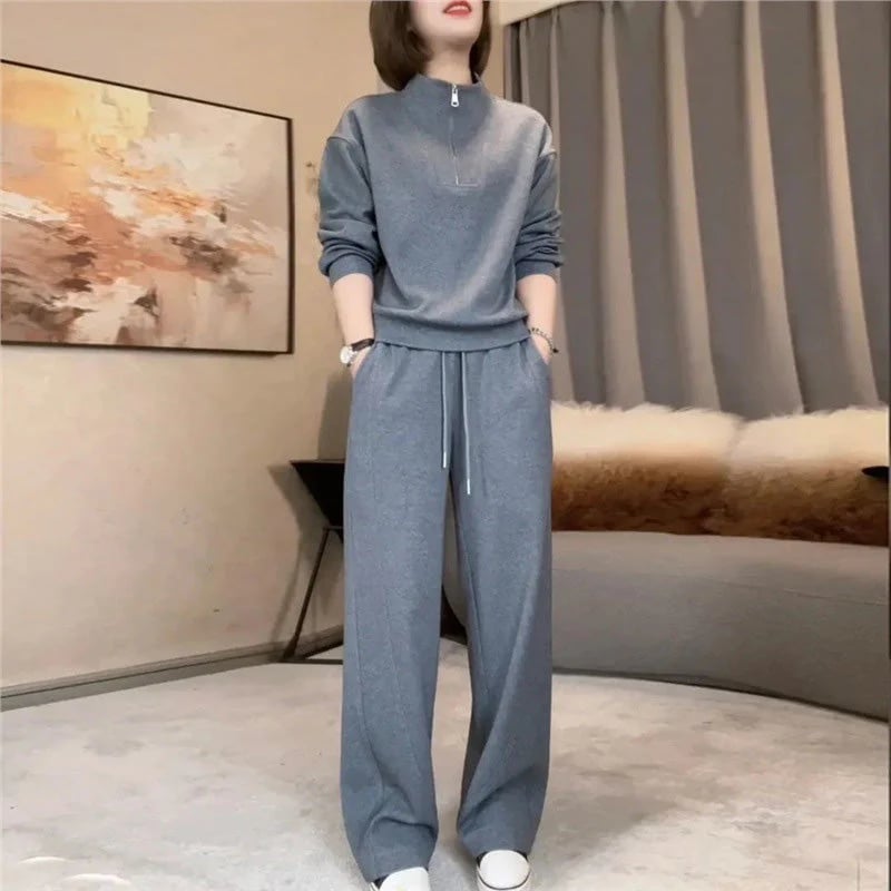 Cropped Sweetshirt & Wide-Leg Pants Set