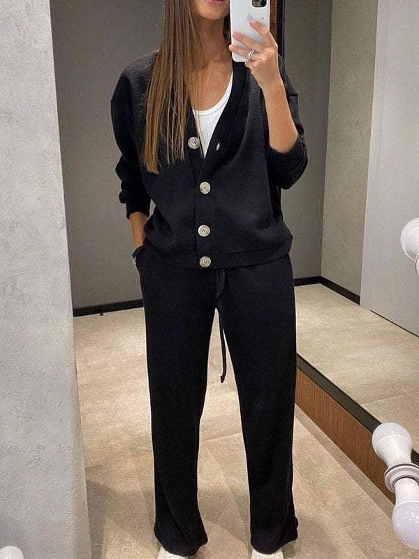 Women's Buttoned Jacket and Pants Two-piece Set (Buy 2 Free Shipping)