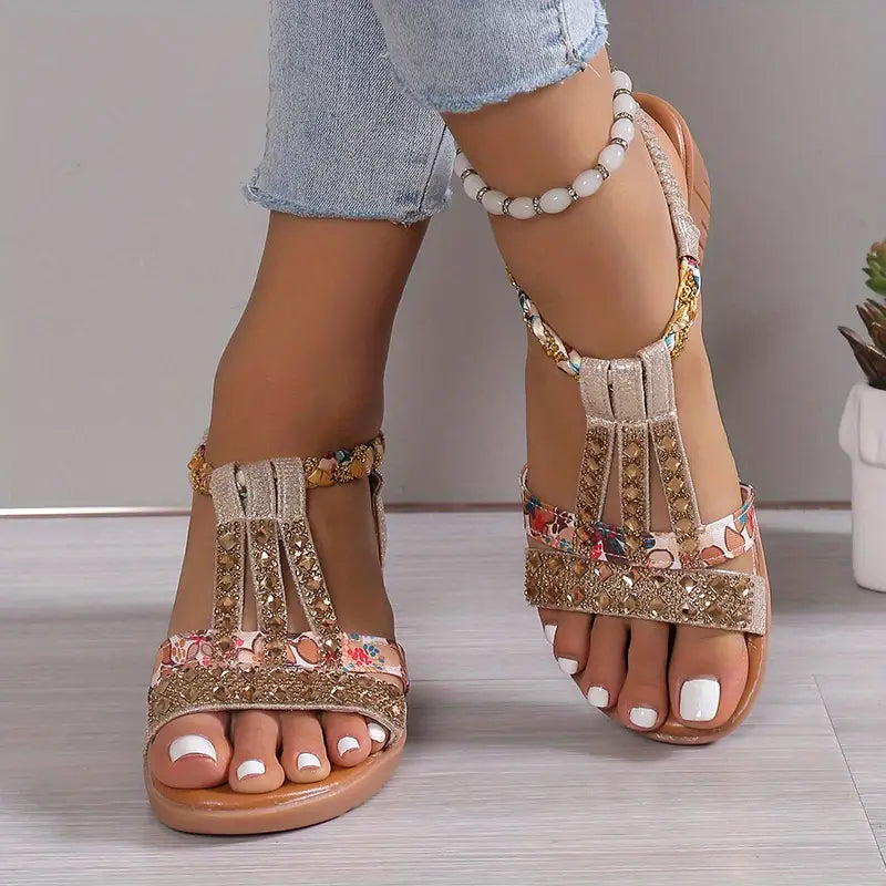 e??£¤Last Day Promotion 50% OFF - Women's New Summer Rhinestone Open Toe Orthopaedic Sandals