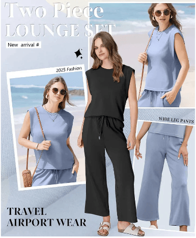 🌺🌺New Arrivals 2025 for Women, Casual Short Sleeve Wide Leg Top, Two Piece Sets