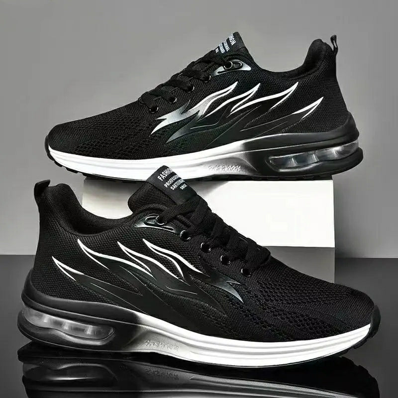Men's Breathable Soft Soled Flame Pattern Running Shoes
