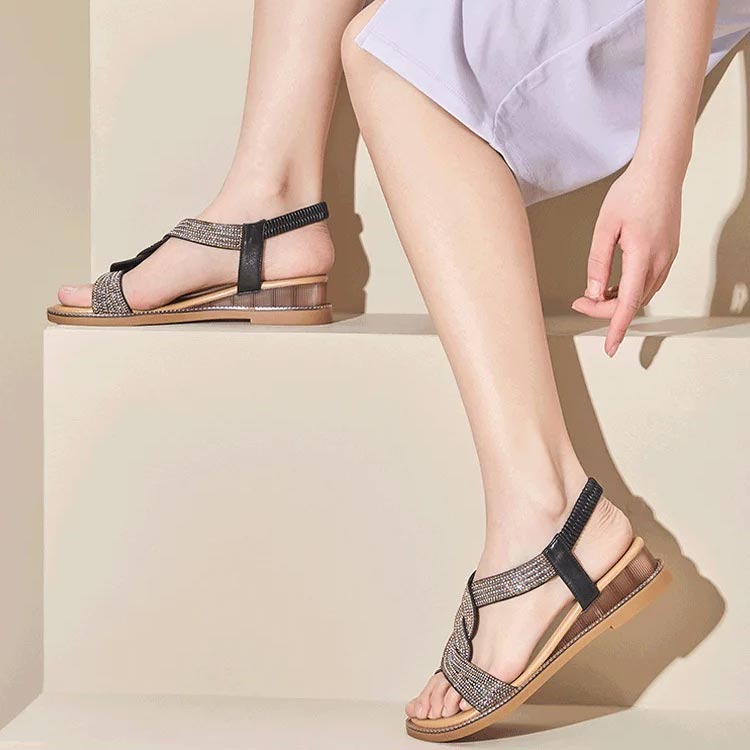 Women’s Anti-skid Soft Sole Rhinestone Wedge Heel Sandals